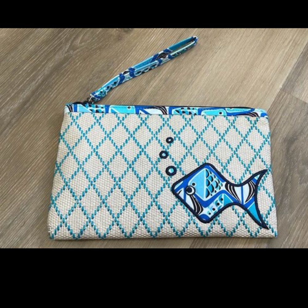 Vera Bradley Beach Wristlet Go Fish in Blue